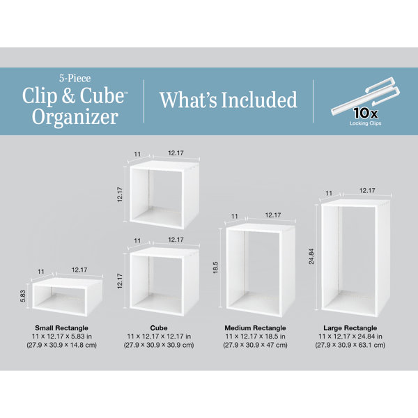 Whitmor Clip & Cube™ 5Piece Modular Organizing Storage System